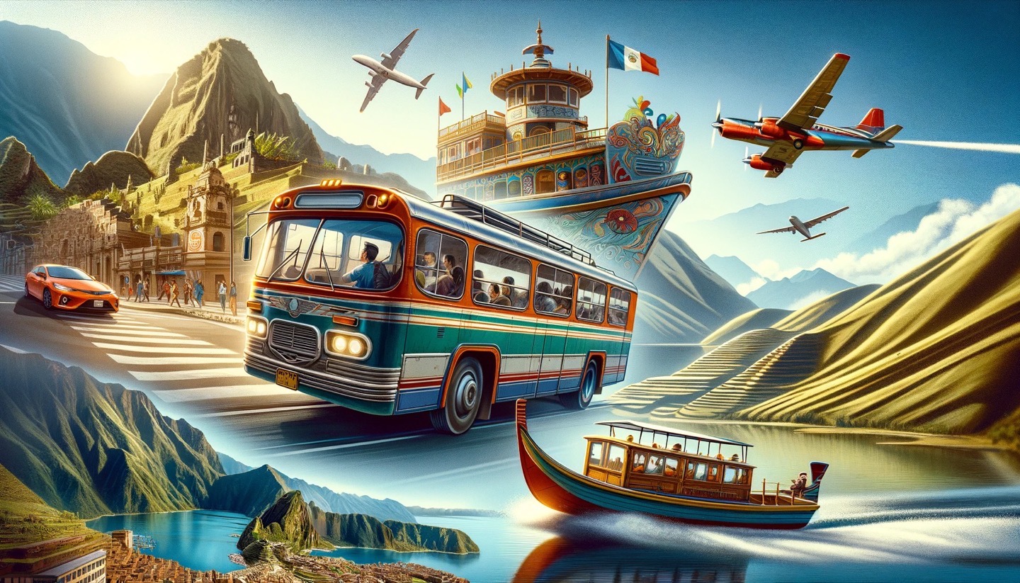Vibrant, surreal transportation-themed illustration.