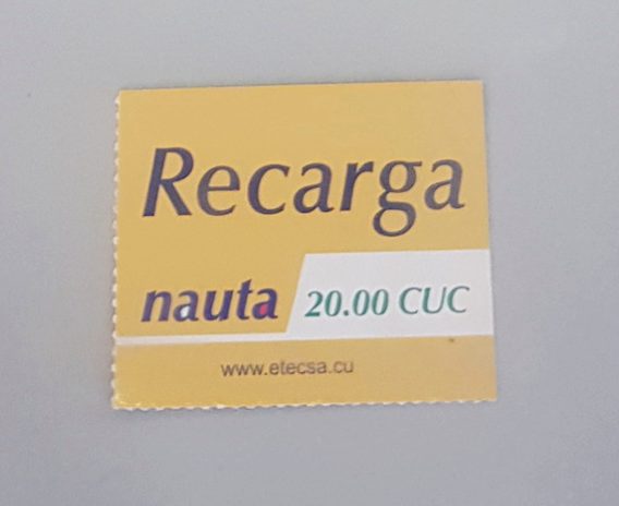 Carte de recharge internet Nauta, 20 CUC, télécommunications cubaines.