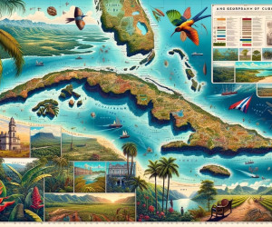 Vintage illustrated map of Cuba with insets and legends.