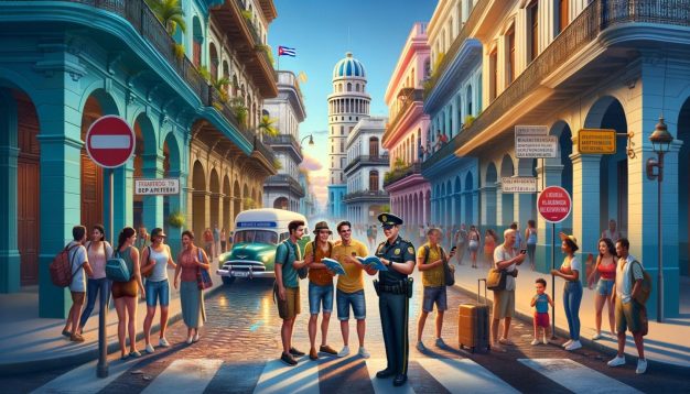 Colorful animated street scene with characters and vintage cars.