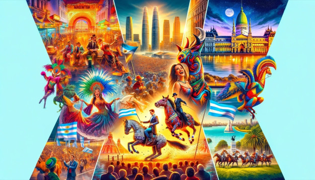 Colorful collage of diverse cultural celebrations and landmarks.