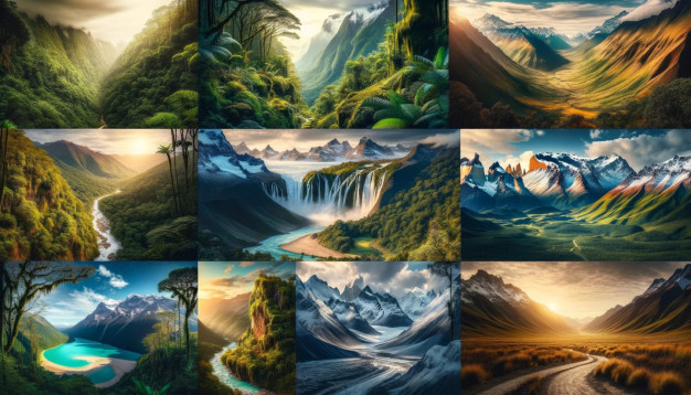 Stunning diverse landscapes, mountains, forests, waterfalls, rivers.