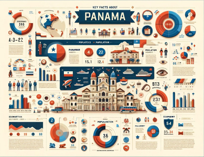 Infographic with key facts and statistics about Panama.