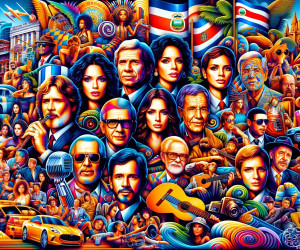 Colorful montage of various illustrated characters and pop culture.