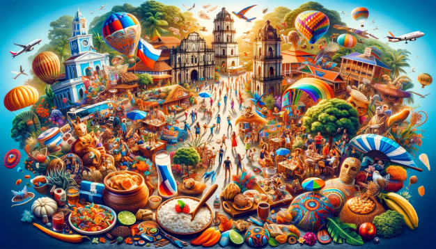Festival culturel animé avec montgolfières et marché.