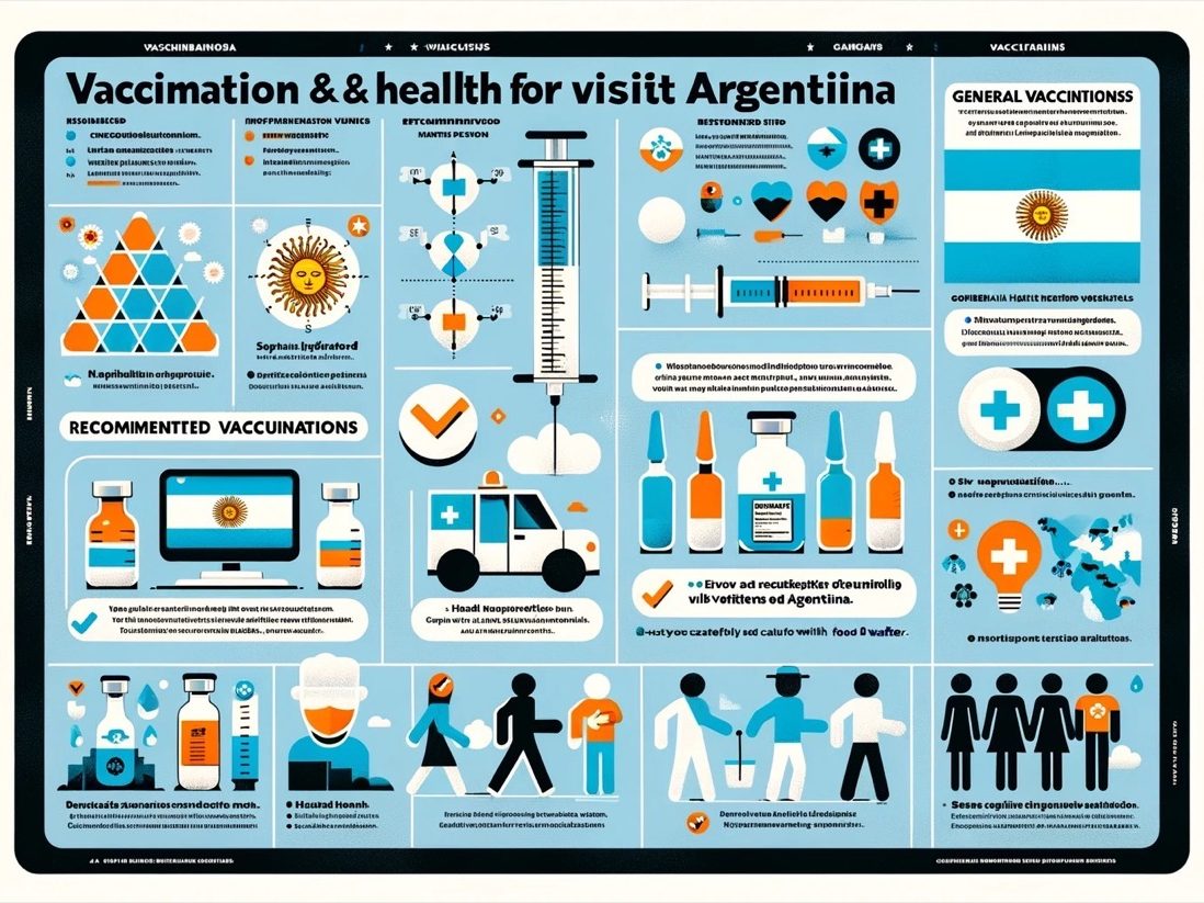 Infographic on recommended vaccinations for travelers to Argentina.