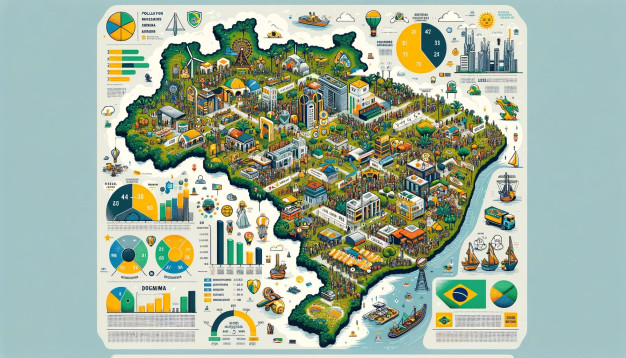 Illustrated sustainable city infographic with charts and icons.