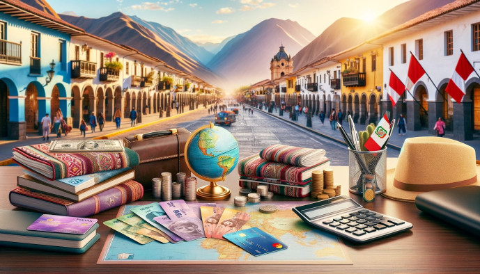 Travel planning concept with Peruvian background.