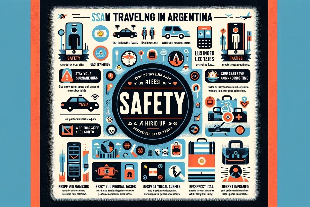 Infographic with travel safety tips for Argentina.