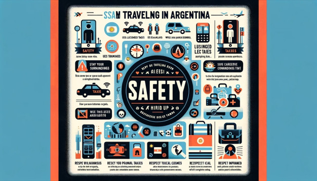 Infographic with travel safety tips for Argentina.