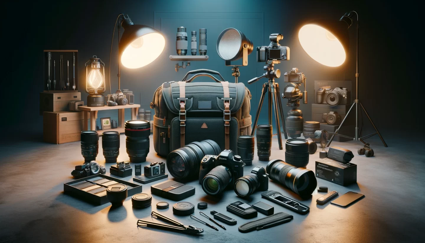 Professional photography equipment and camera gear setup.
