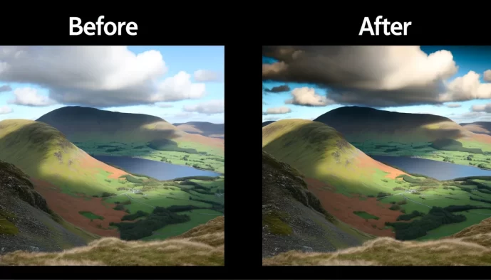 Comparaison de l'édition de paysages avant et après