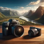 Appareil photo professionnel haut de gamme coûteux ou appareil photo compact pour la photographie de paysage