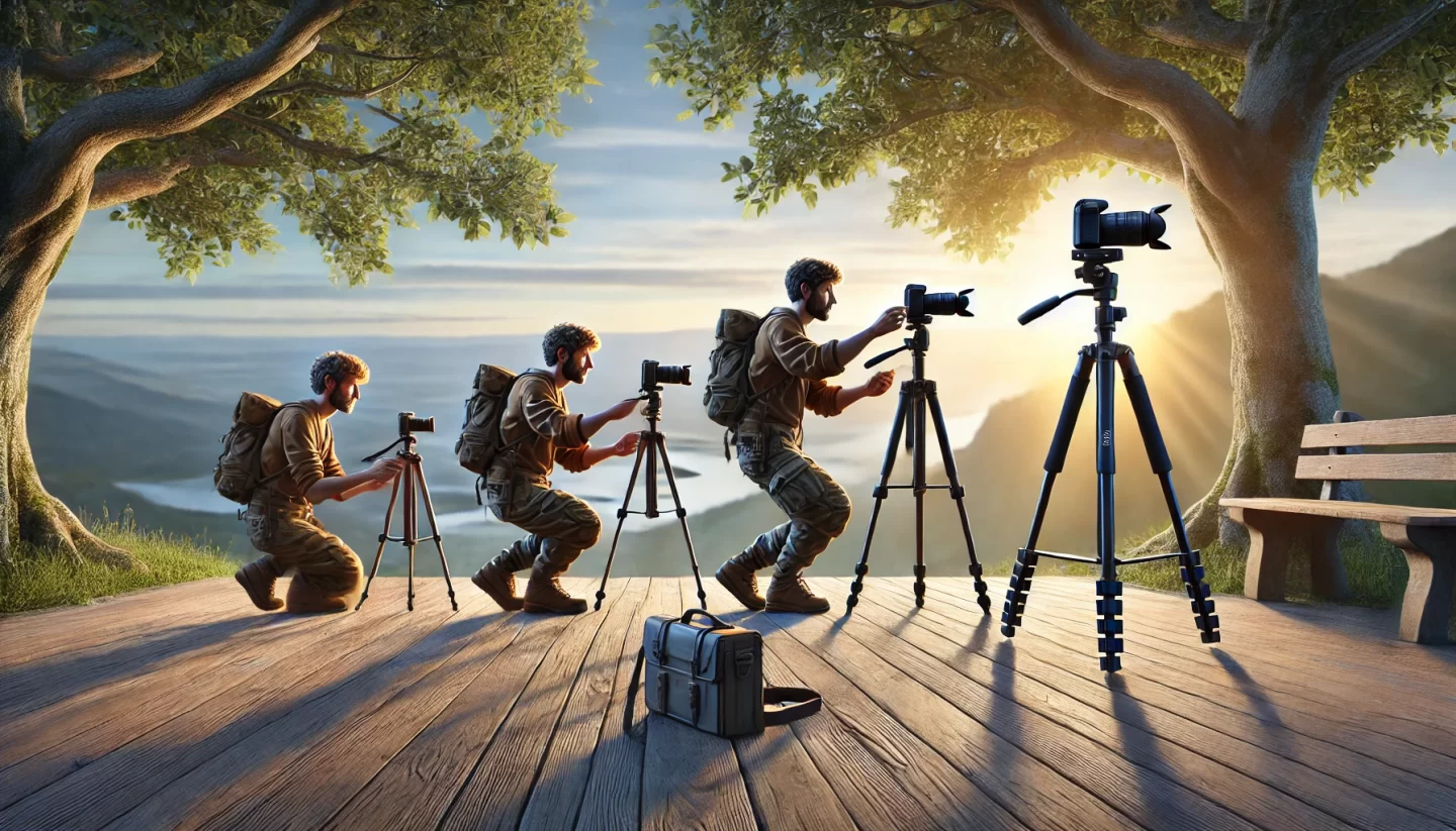Photographes en plein air capturant le lever du soleil dans la nature.