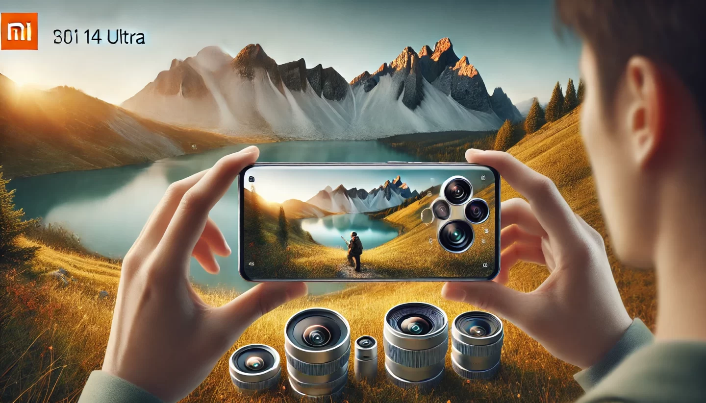 Homme photographiant un paysage de montagne avec l'appareil photo de son smartphone.
