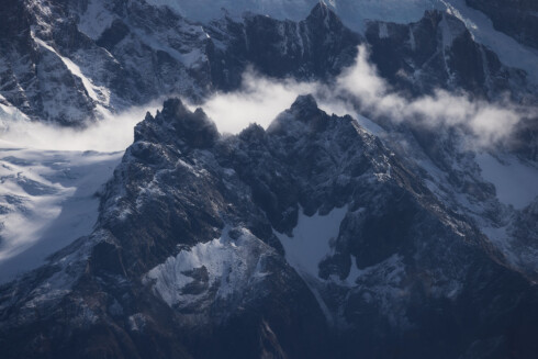 details on mountains with metalic look torres del paine chile